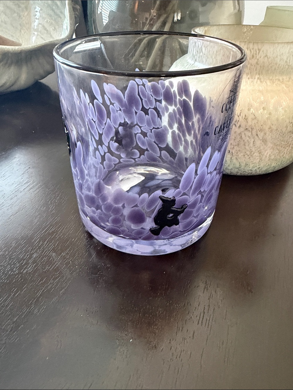 Artisan Purple Glass Tumbler with Speckled Pattern